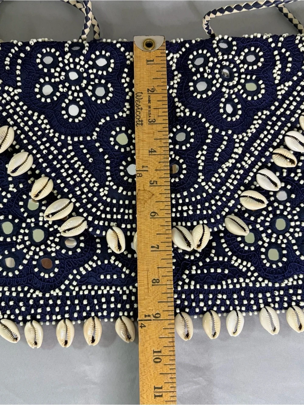 Antik Batik Navy Beaded Shell-Trim Envelope Clutch/Cross Body